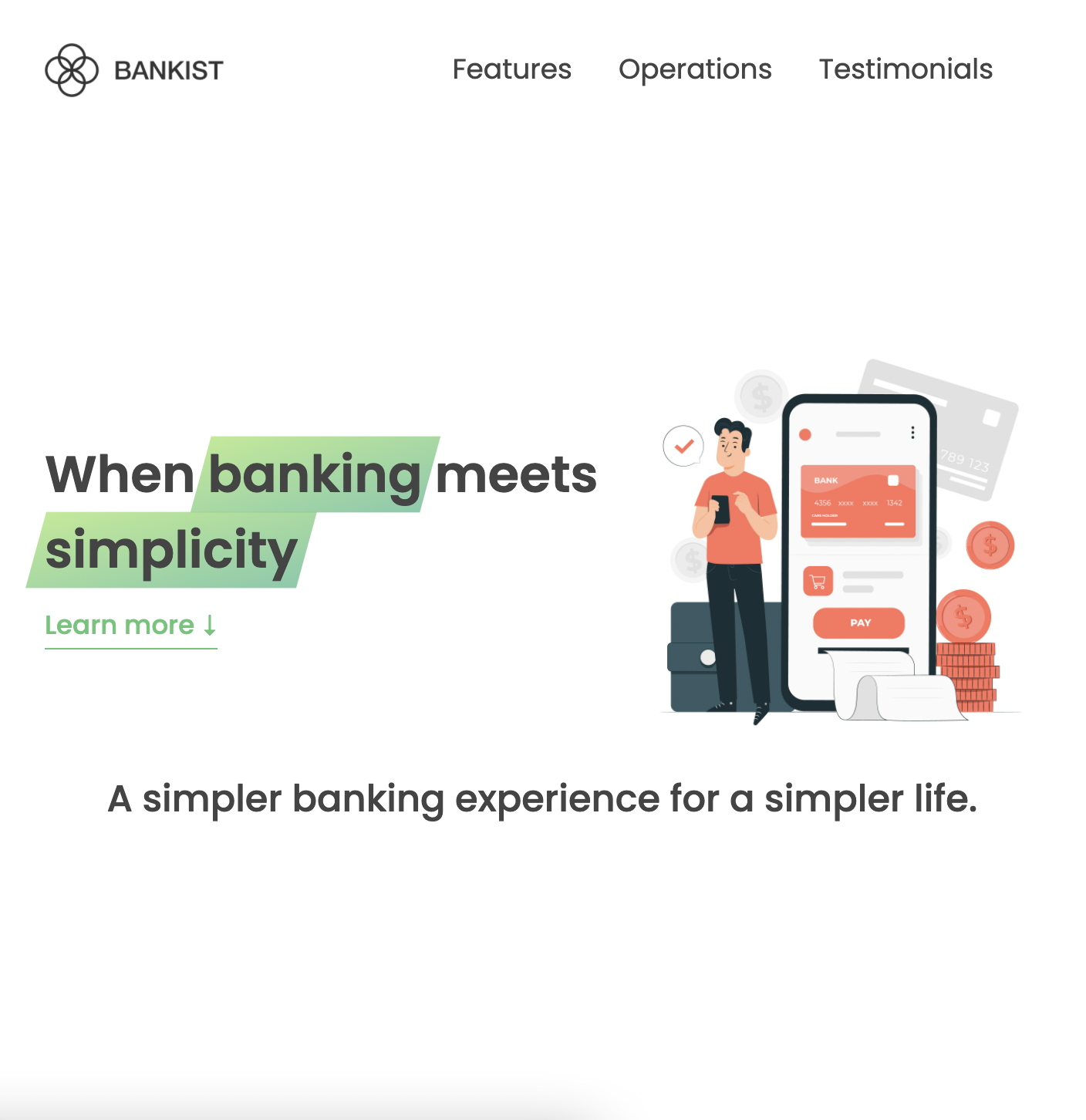 picture of a banking website from my porfolio